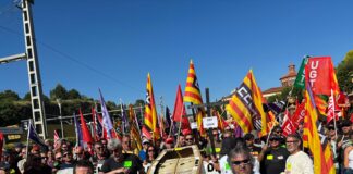 Un miler de persones es manifesten en contra de l’ERO de Freixenet