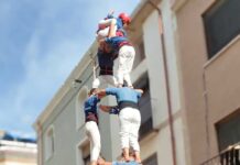 Els Castellers de Mediona descarreguen el tercer 3 de 7 de la temporada a Sant Quintí